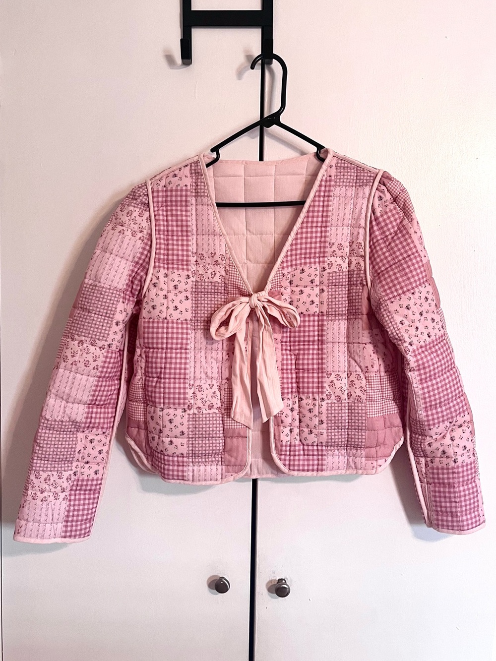 NEW Reversible Quilted Jacket S Pink Floral Patchwork Cottagecore Shabby Chic